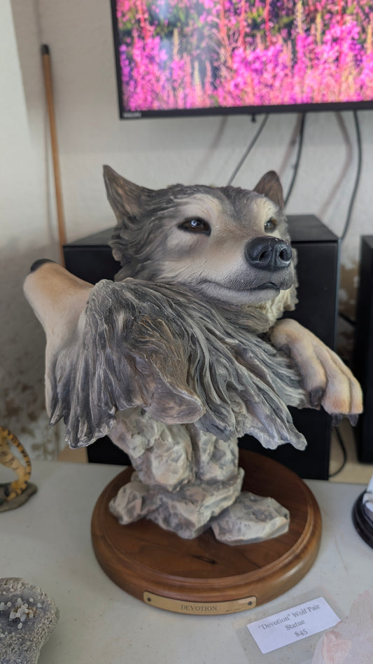 Limited Edition "Devotion" Wolf Sculpture by Mill Creek Studios