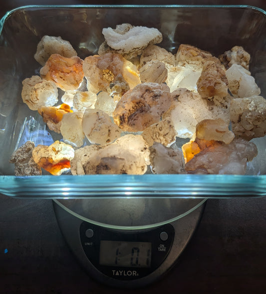1 Pound Mixed Raw Chalcedony and Fire Agate